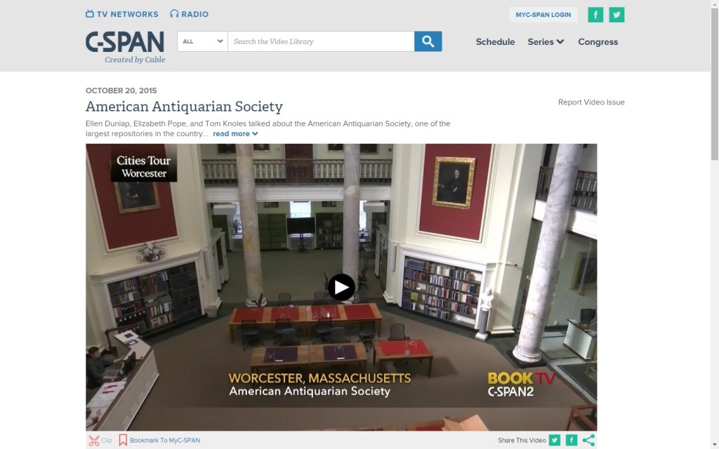CSPAN’s profile of Worcester is now available online!