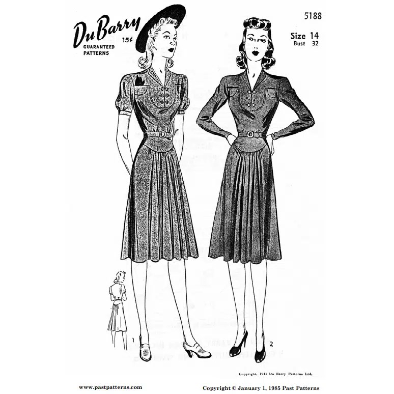 Misses Dress With Pleated Skirt Pattern 5188 Past Patterns
