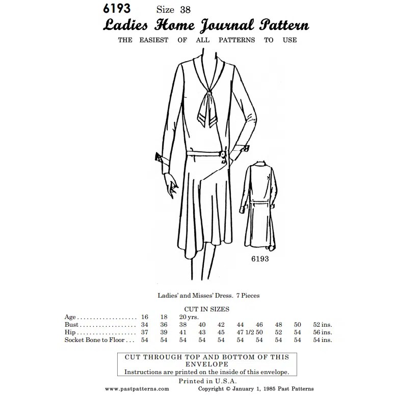 One Piece Dress Pattern 6193 Past Patterns