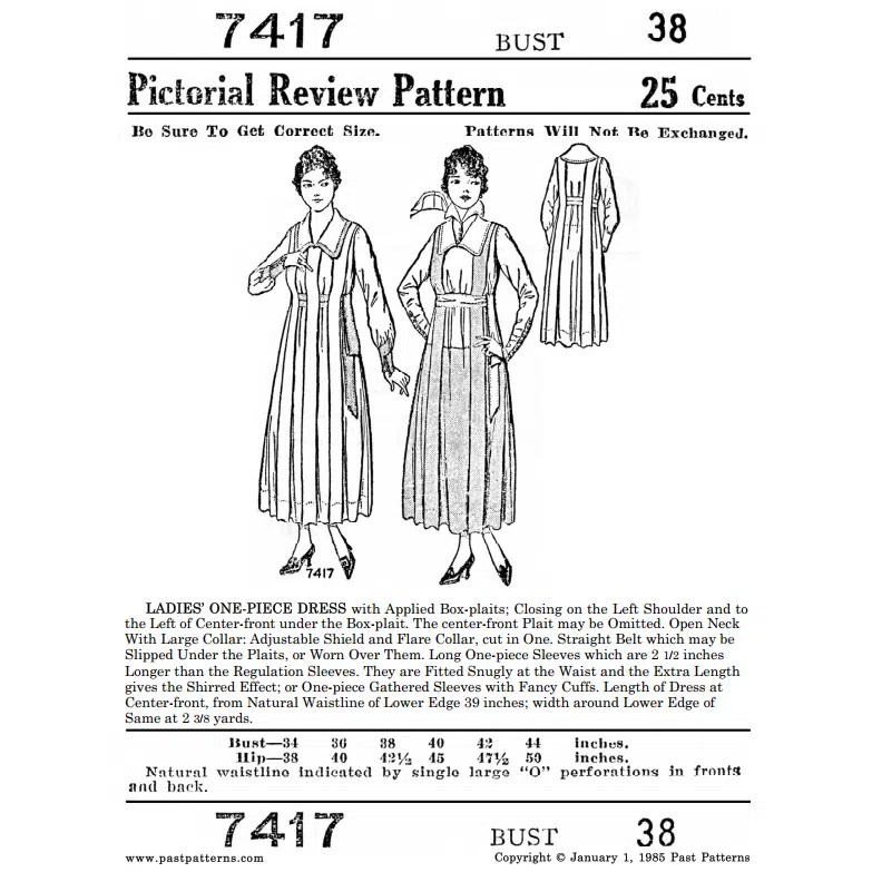 Ladies OnePiece Dress Pattern 7417 Past Patterns