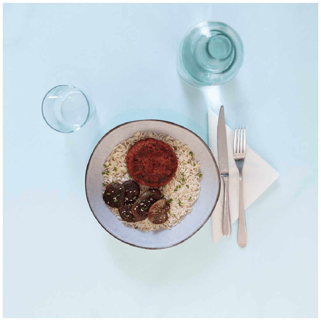 Home Piatti Burger vegano con funghi Shiitake e riso