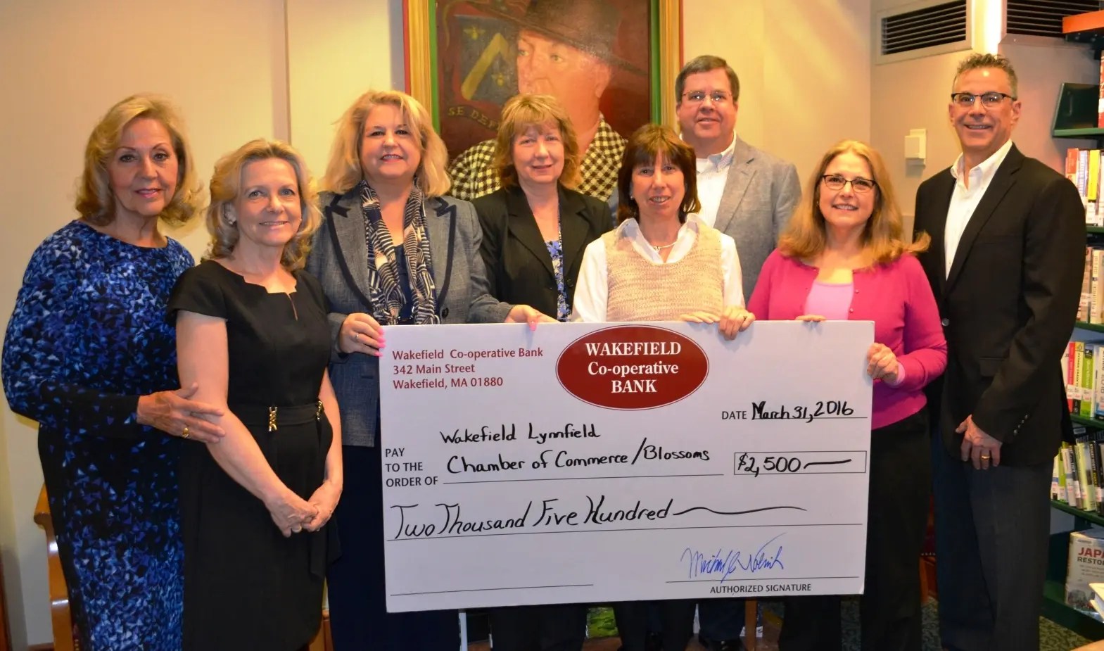 The Wakefield Cooperative Bank donates to the 9th Annual Blossoms at