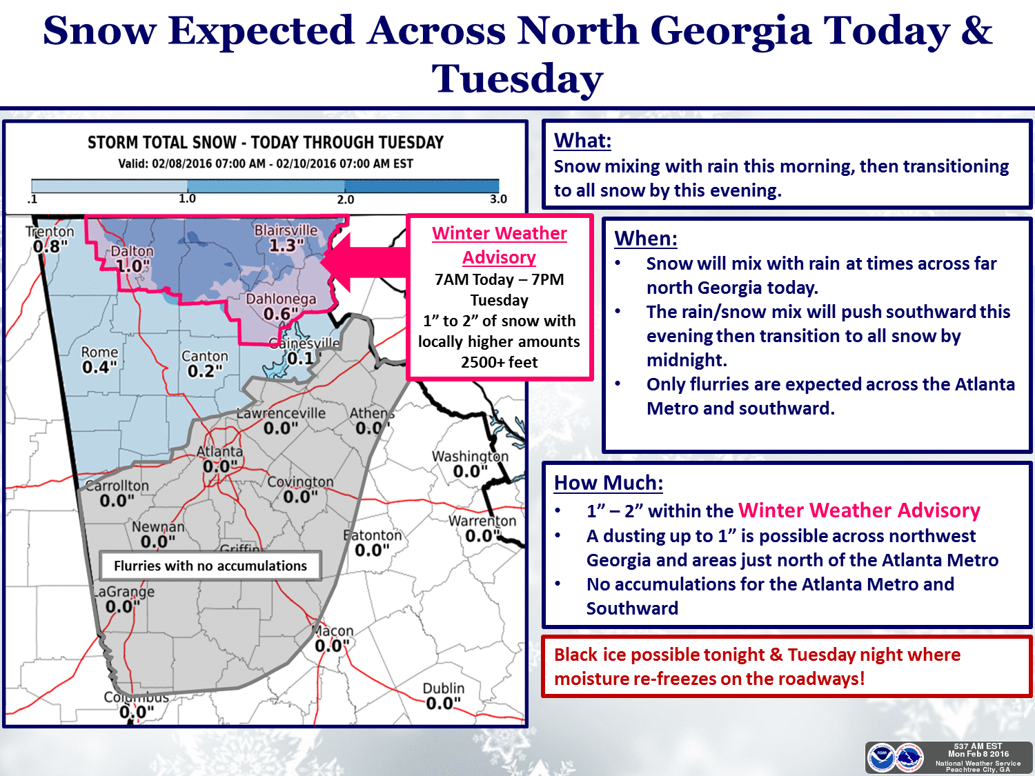 Snow, Freezing Temperatures Forecast For Sandy Springs Sandy Springs