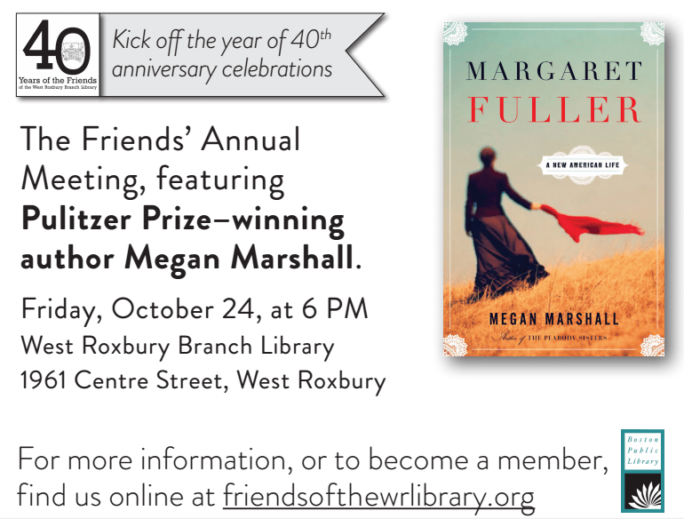 Friends of the West Roxbury Library to Kick Off 40th Anniv. With Annual