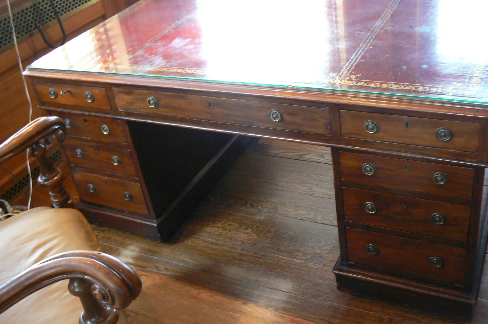 Partners desk, Regency, Mahogany with Leather Top Rumson, NJ Patch