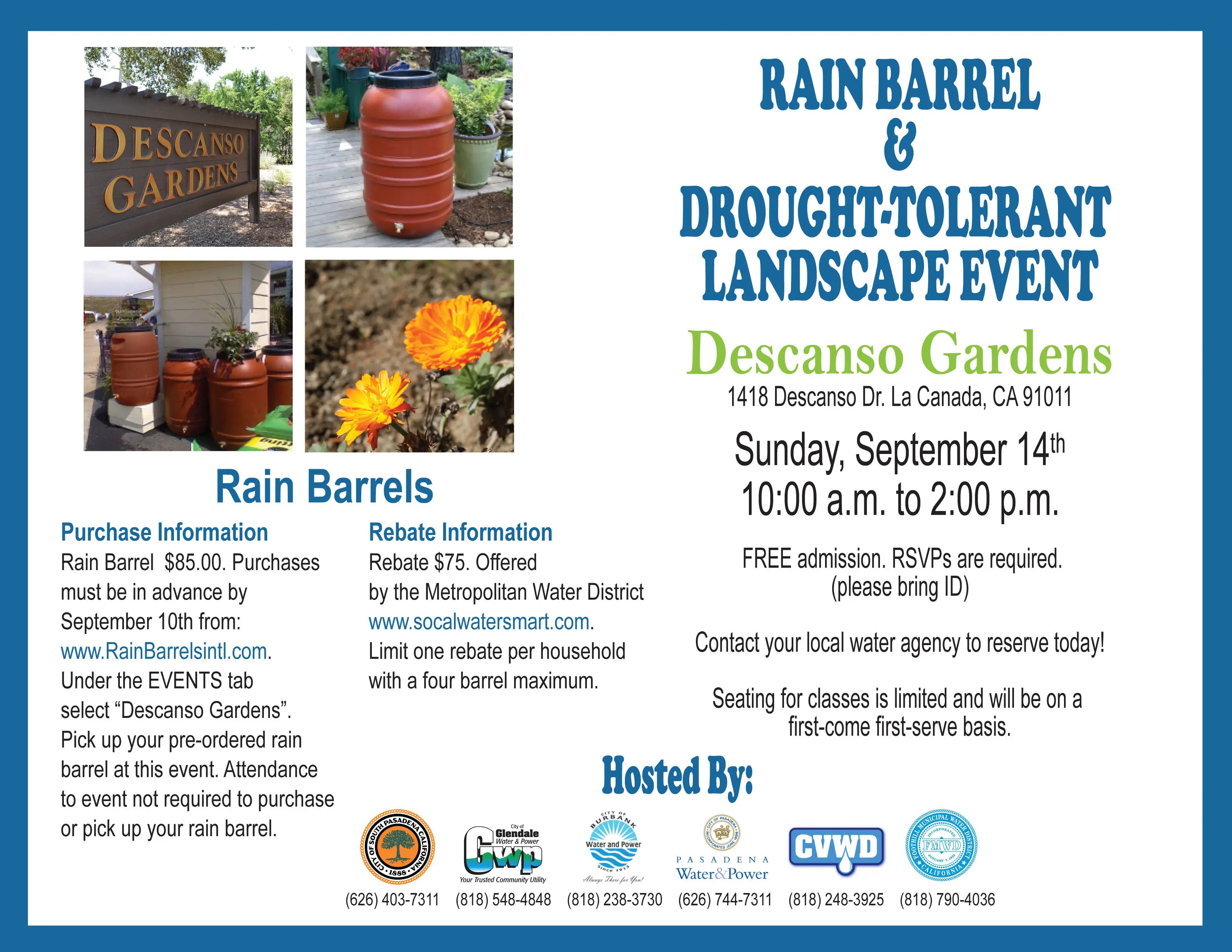 RSVP to Rain Barrel & Drought Tolerant Landscape Event at Descanso