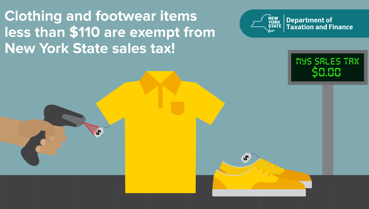 Back to School NY Tax Exemption for Shoes, Clothing under 110