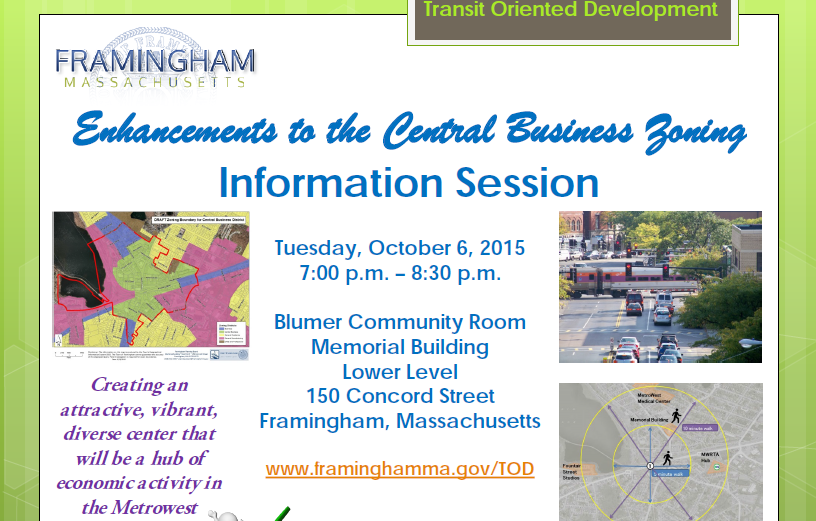 Meeting Tuesday to Explain Proposed Framingham Zoning Changes