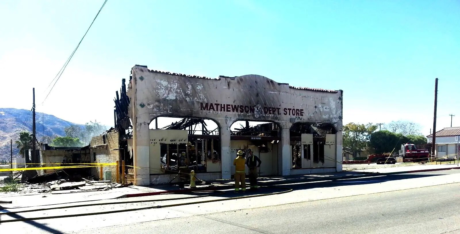 Early Saturday Morning Fire at Mathewson's Department Store in Banning
