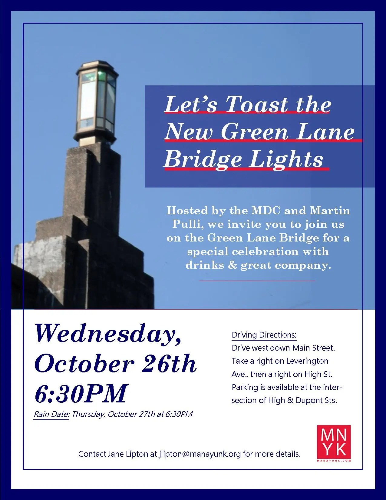 Toast Champagne For Manayunk's Historic Green Lane Bridge Lights