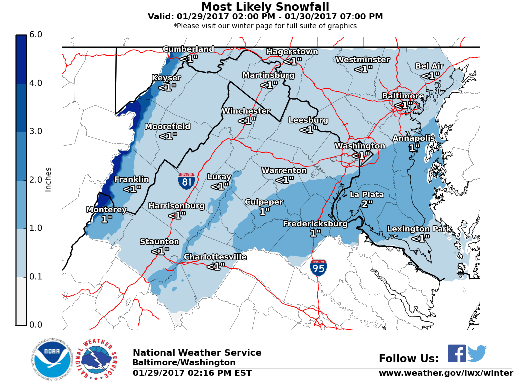 Washington DC Weather Up to 2 Inches Possible, Impacting Monday
