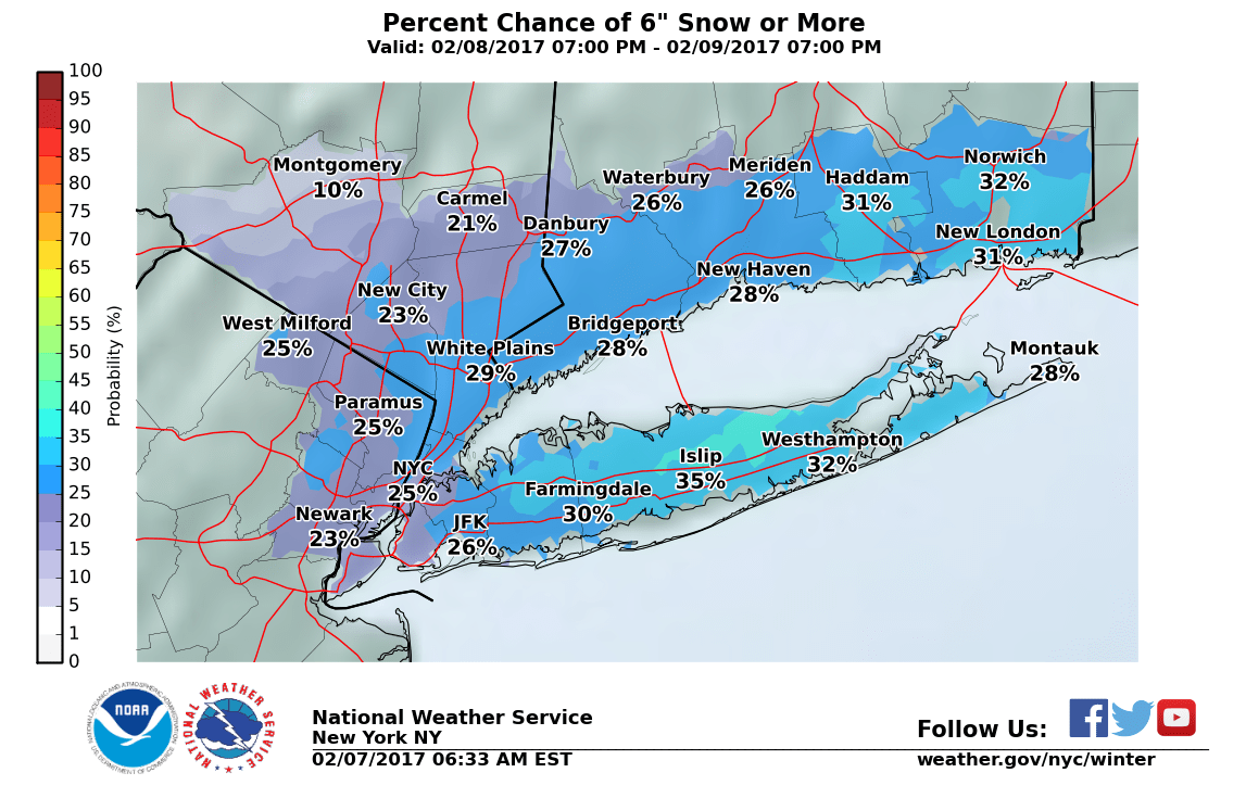 Long Island Weather Forecast Snowfall Estimate Maps Released For