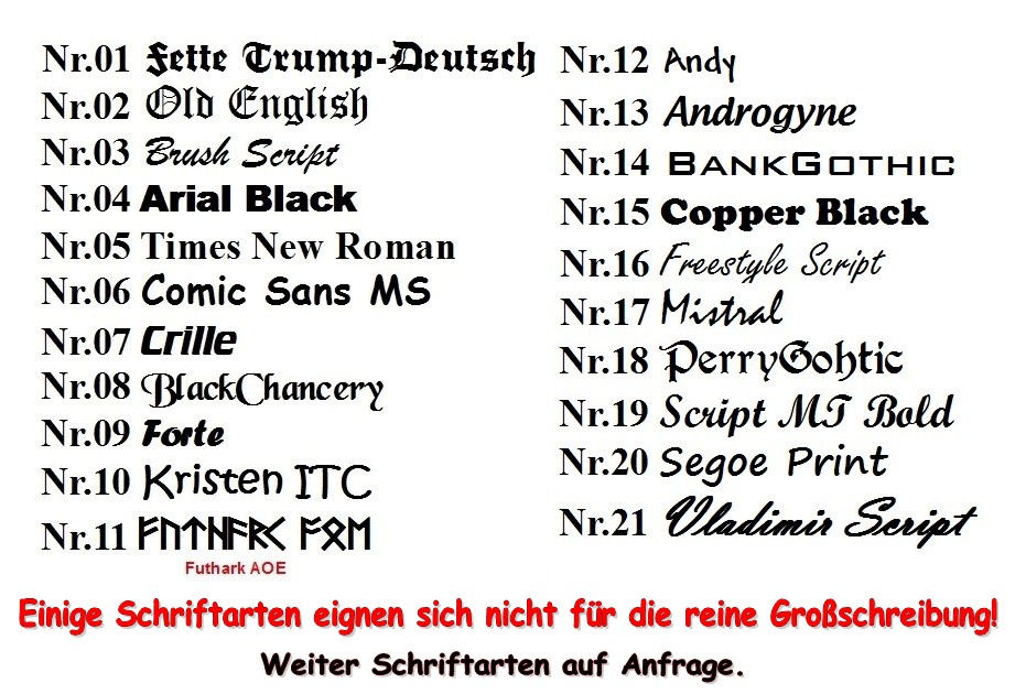 Velours Namen zum Aufbügeln Flockfolie