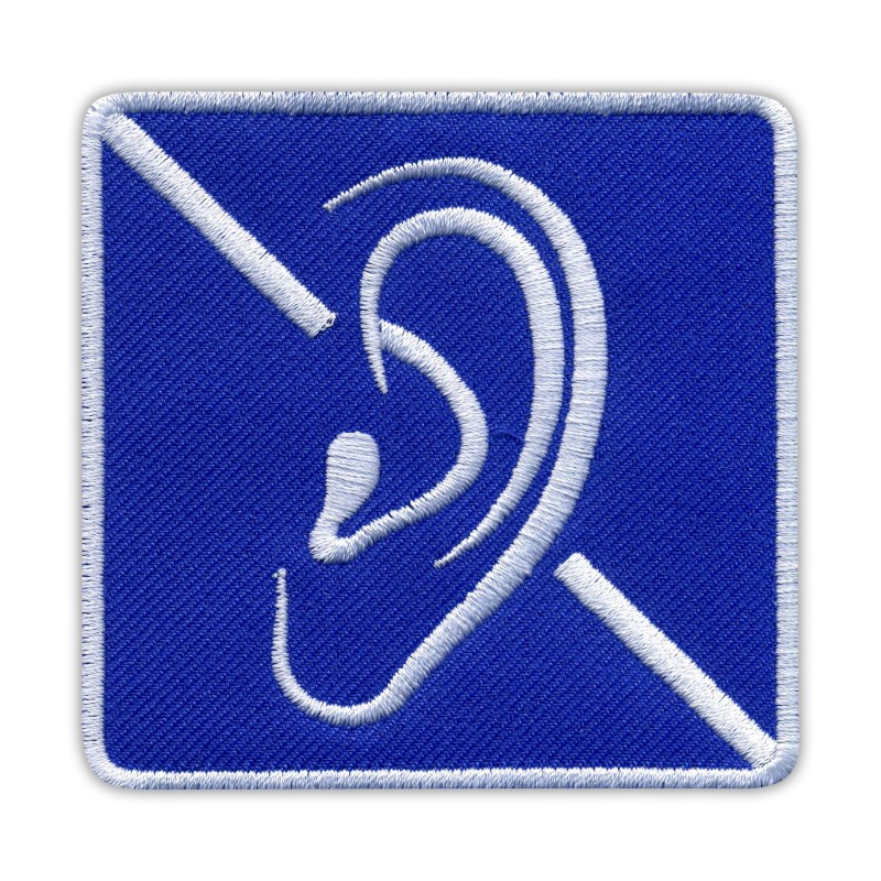 DEAF Sign symbol for deafness embroidered patch/badge