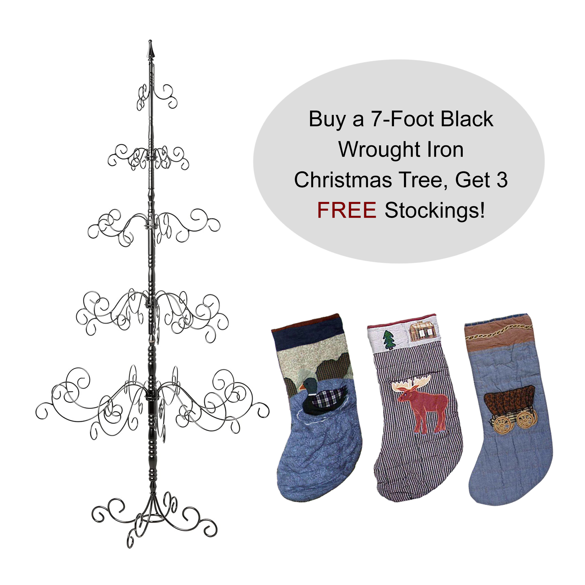7 ft black wrought iron christmas tree 5 levels