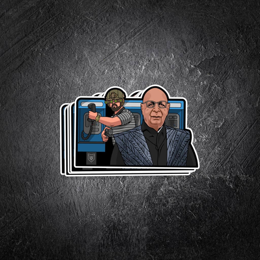 Gary Plauche Klaus Schwab Mashup Vinyl Decal PatchOps