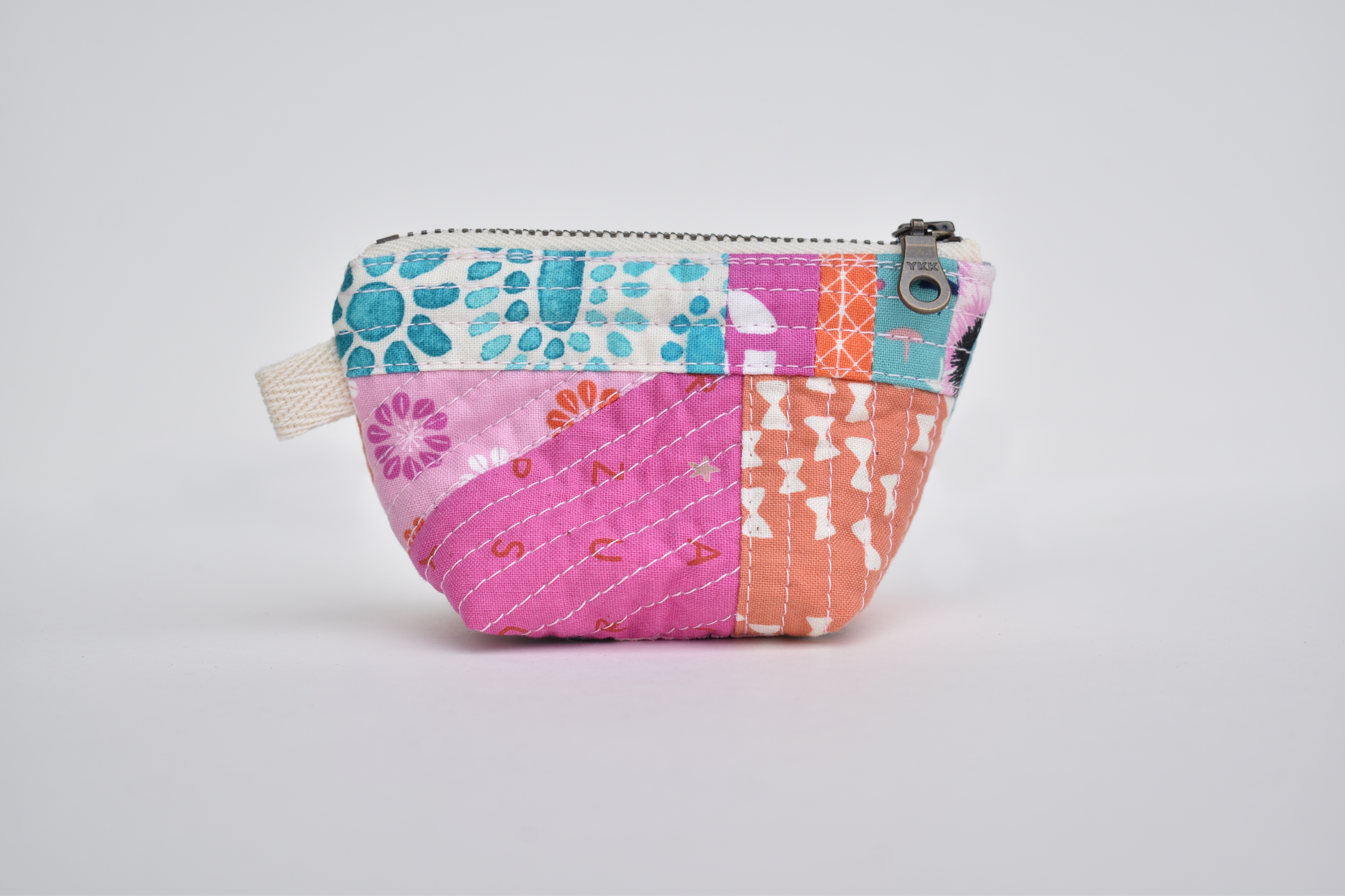 Quilted Zipper Pouch DUO Large Pouch and Mini Pouch Patchwork and
