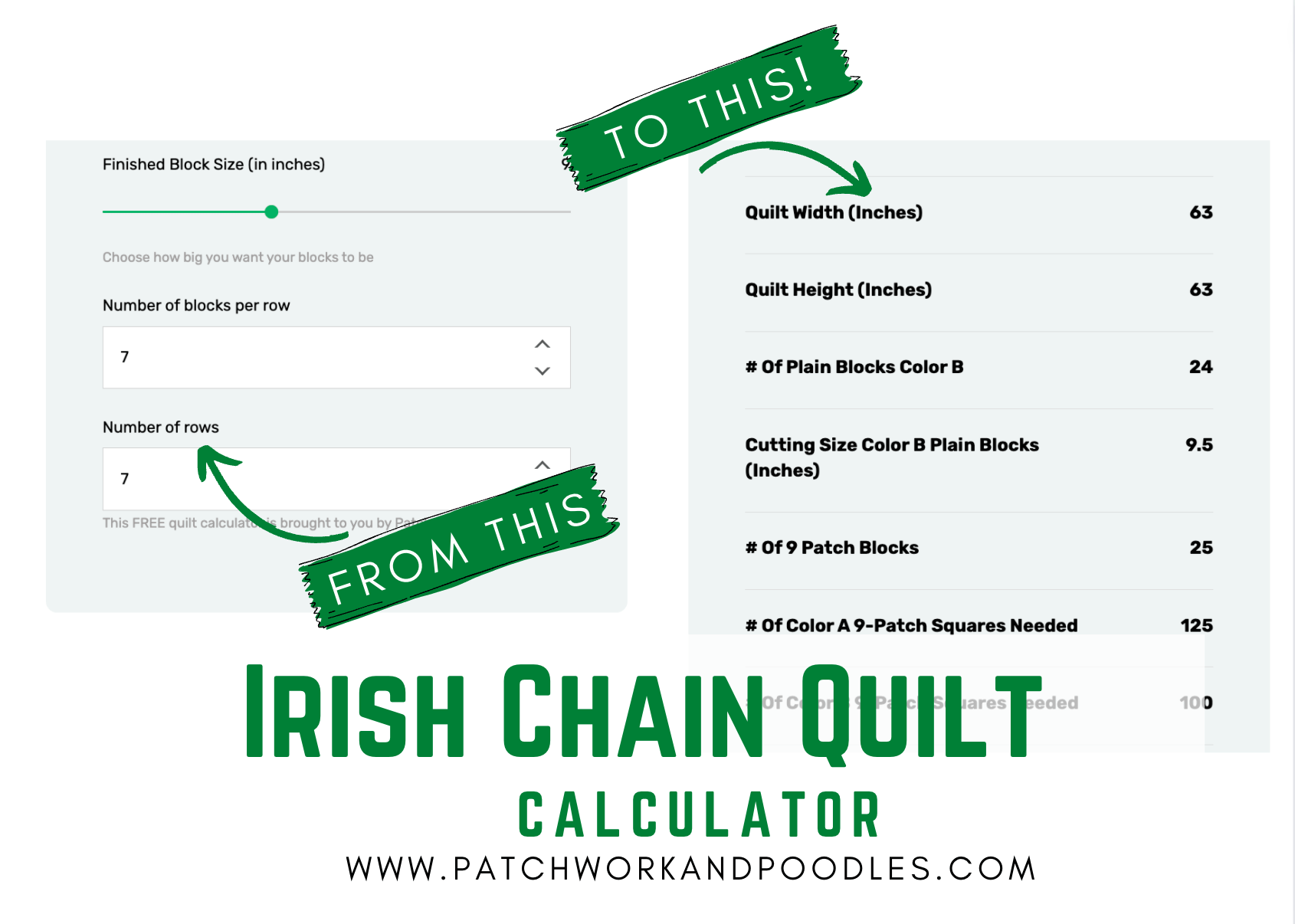 Irish Chain Quilt Calculator Patchwork and Poodles