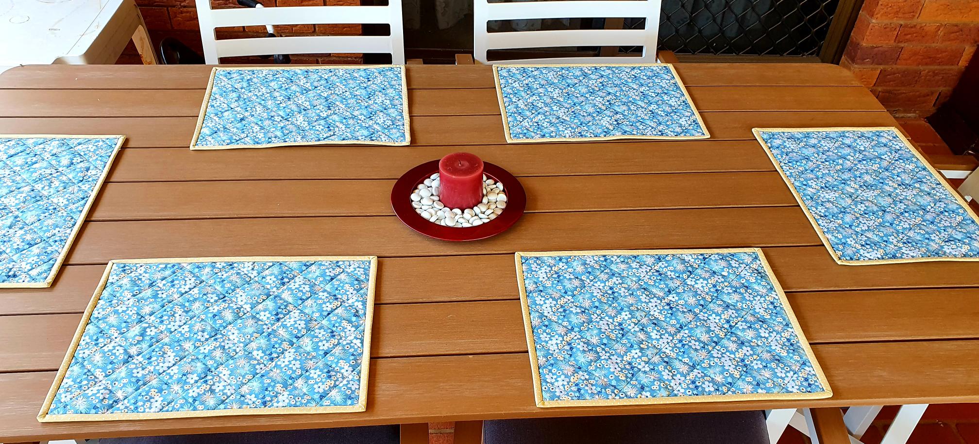 Placemats. Blue and Yellow The Patchwork Quilt Maker