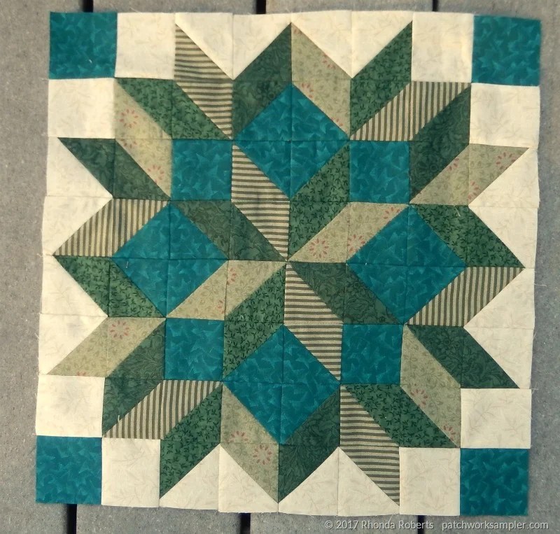 May RSC Green Carpenter Star Blocks Patchwork Sampler