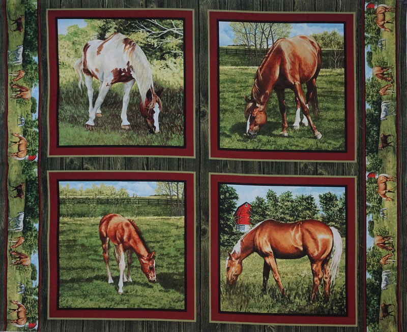 Valley Crest Horse Pillow Panel Patchwork with Gail B Patchwork