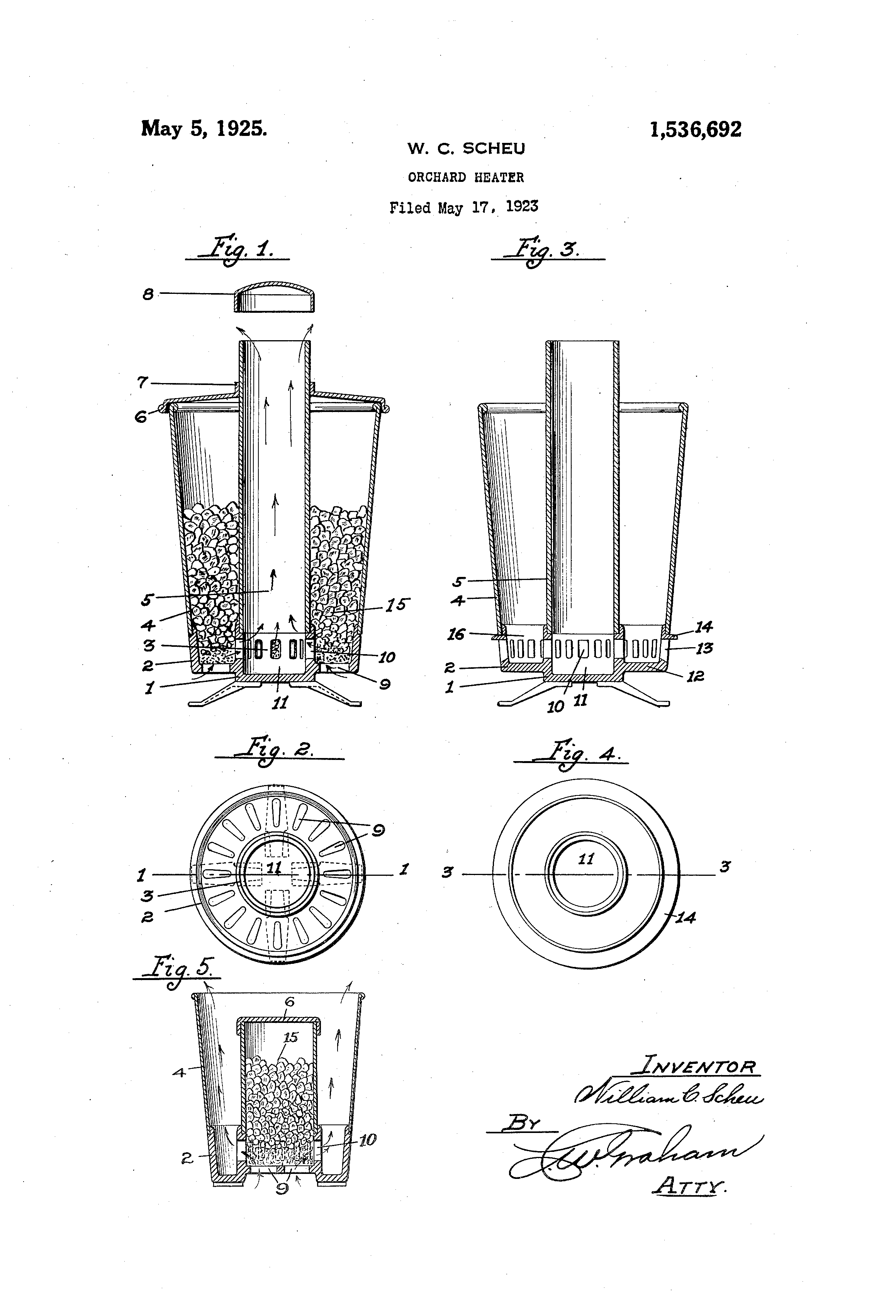Patent US1536692 Orchard heater Google Patents