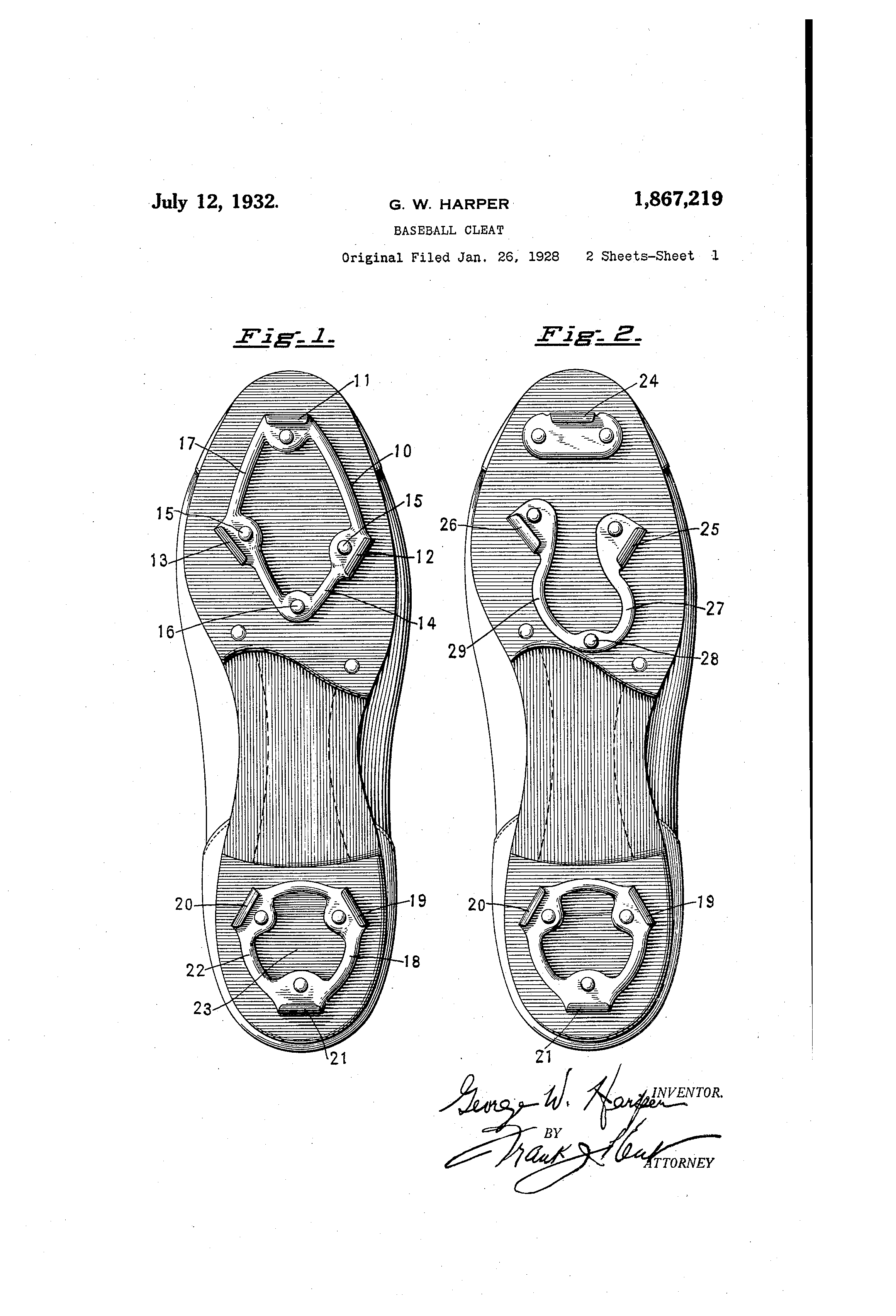 Patent US1867219 Baseball cleat Google Patents
