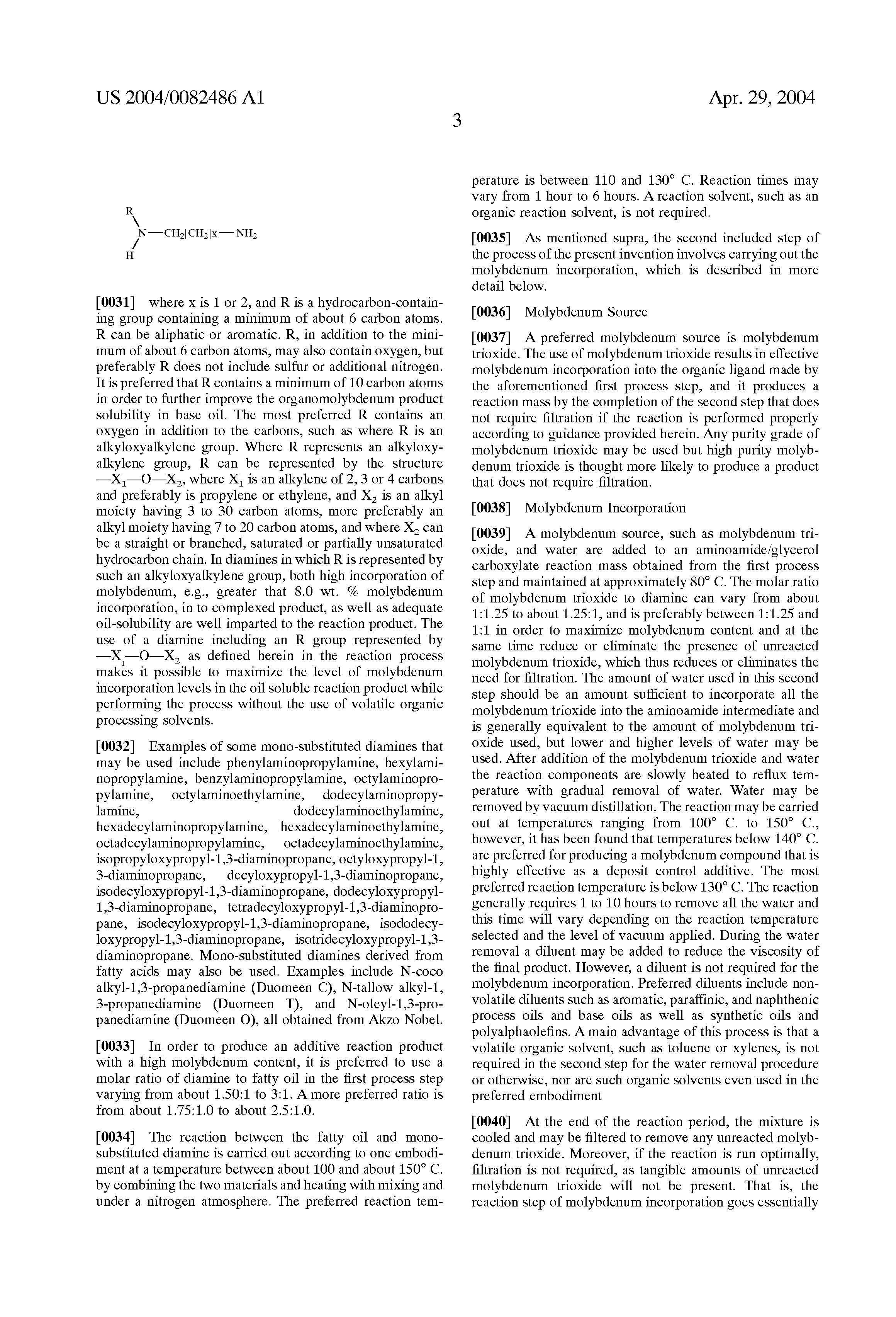 Patent US20040082486 Molybdenumcontaining lubricant