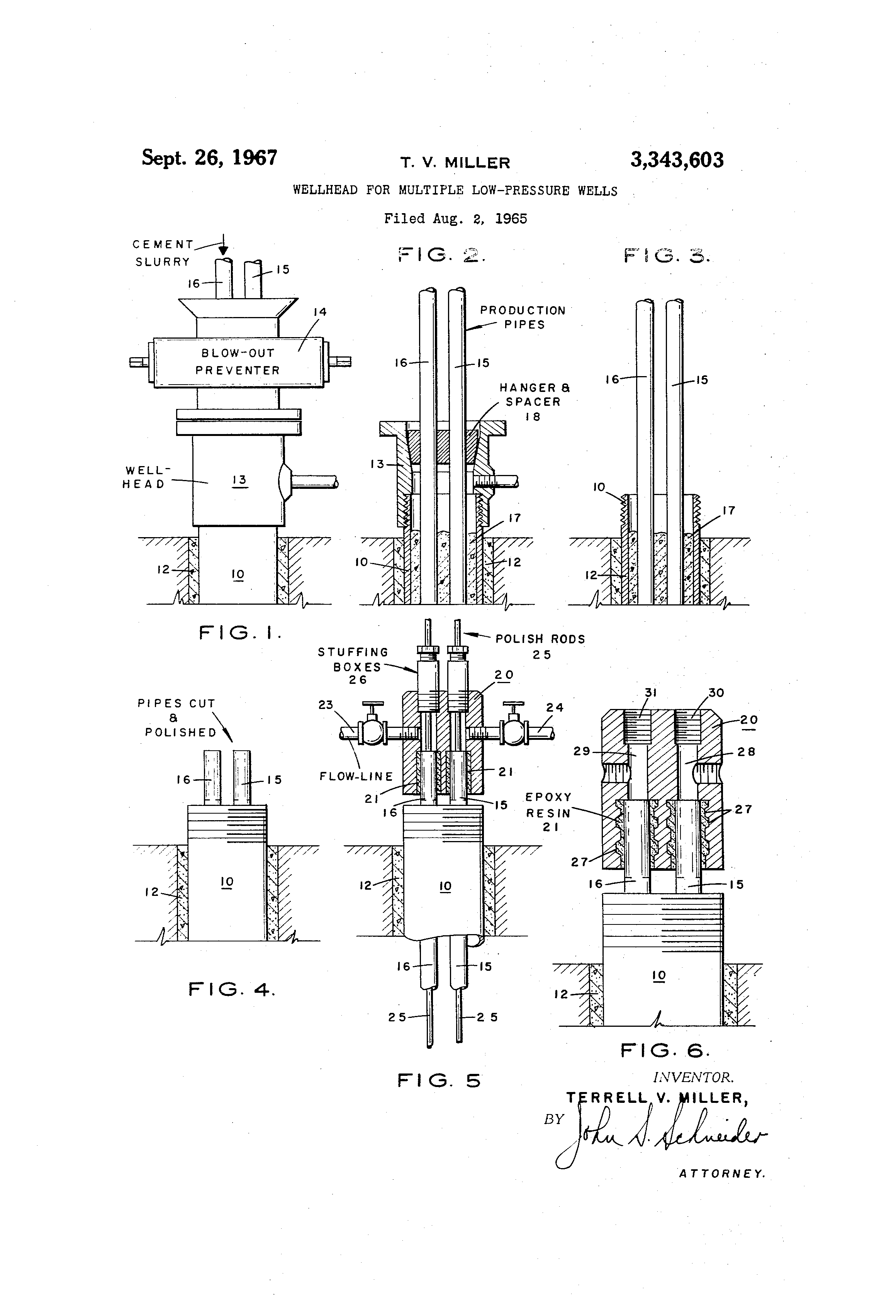 Patent US3343603 Wellhead for multiple lowpressure wells Google