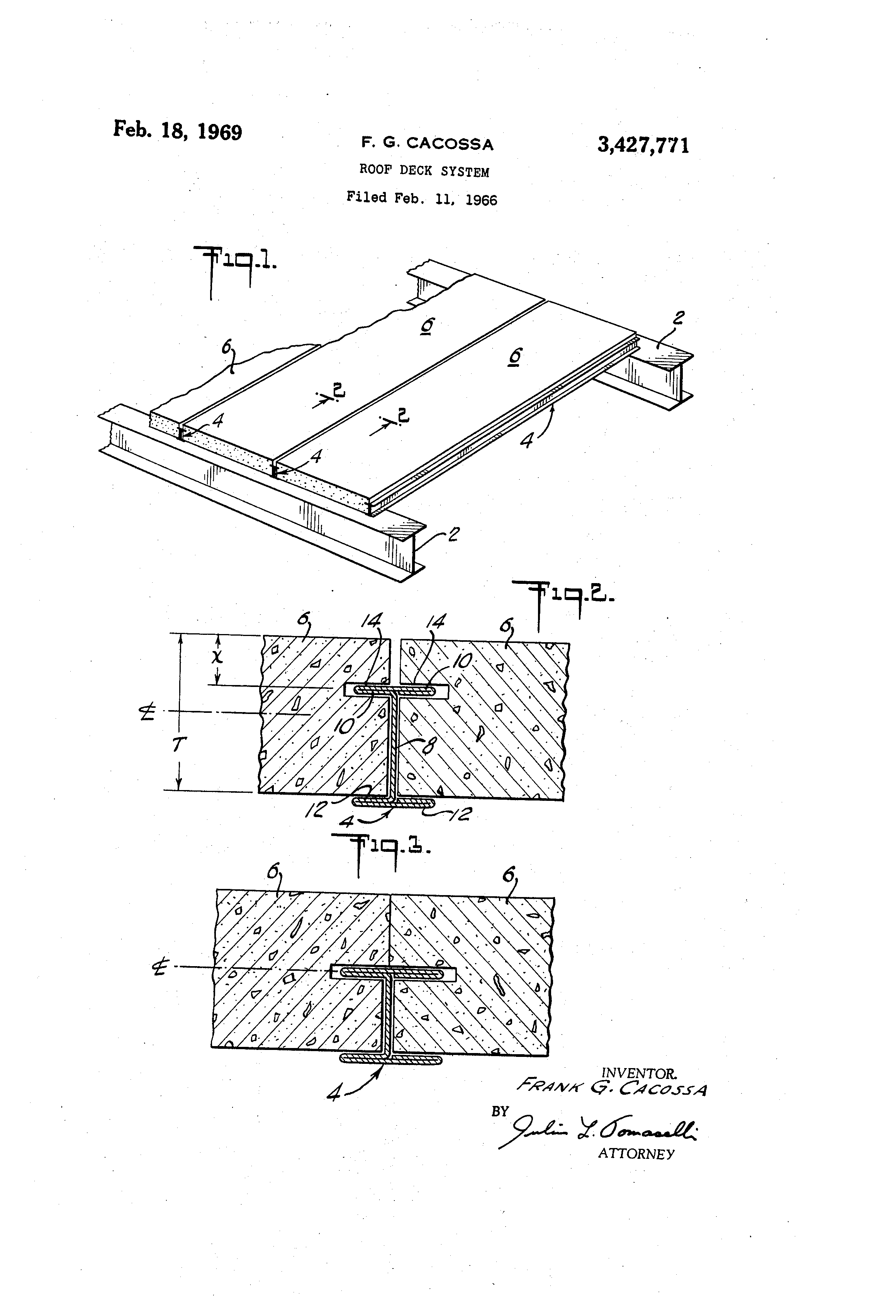 Patent US3427771 Roof deck system Google Patents