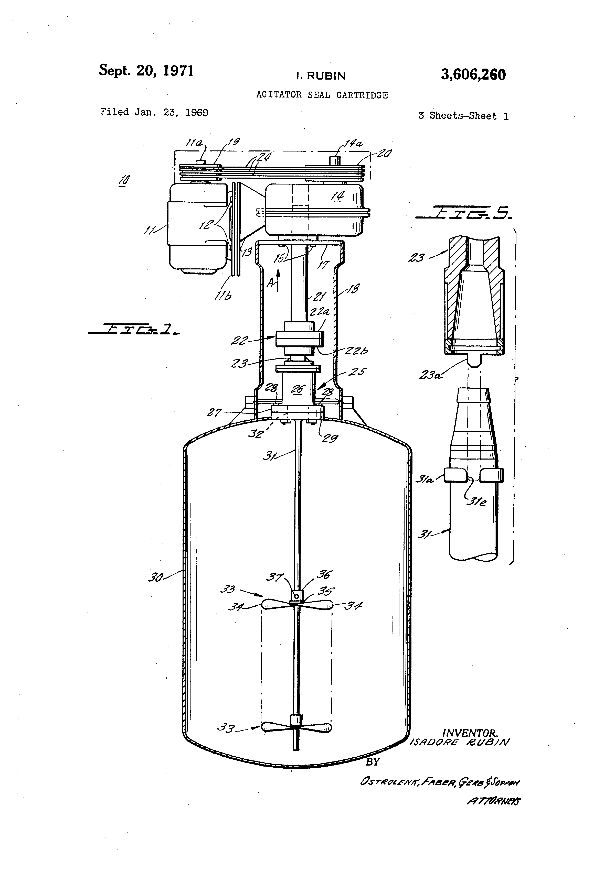 Patent US3606260 Agitator seal cartridge Google Patents