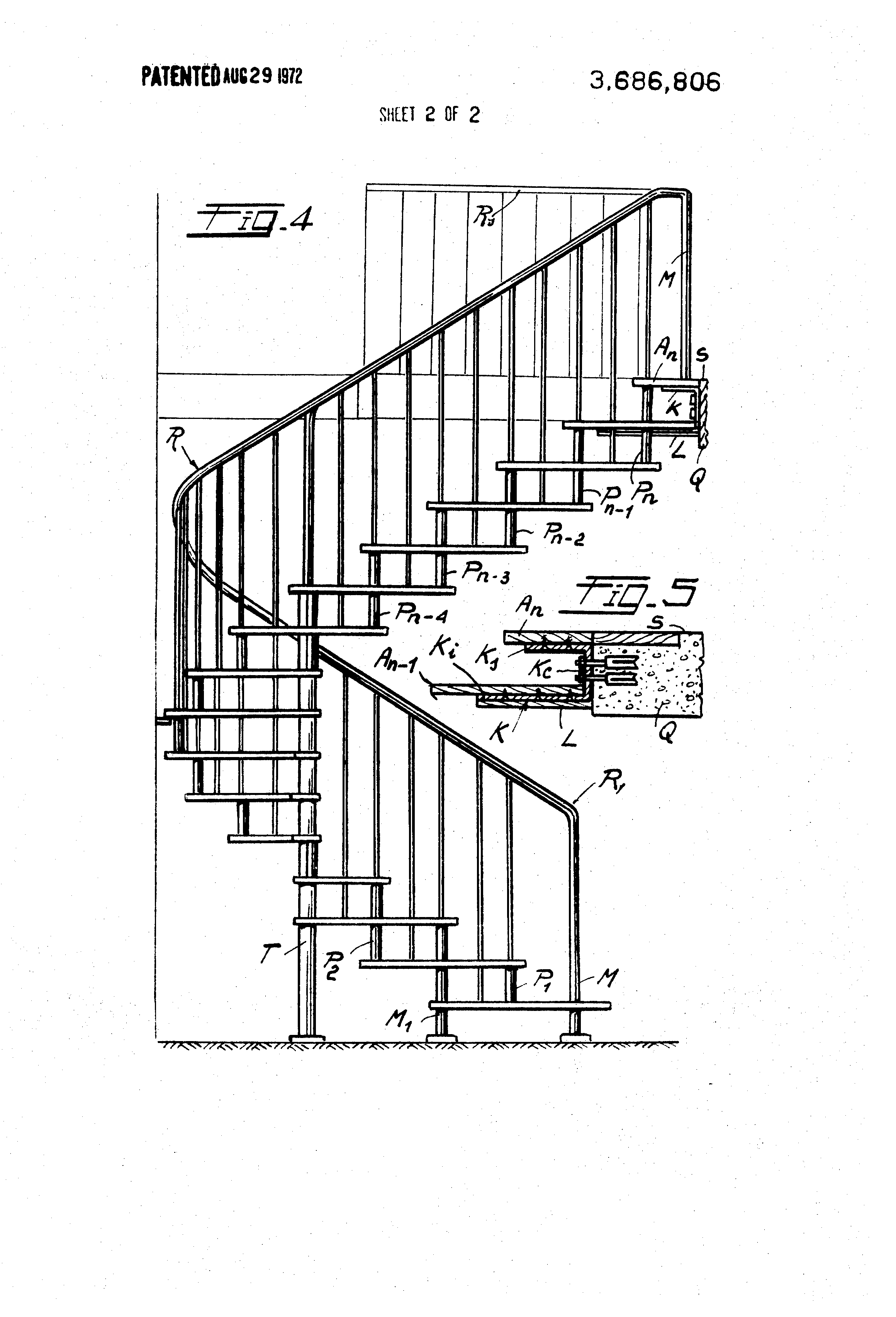 Patent US3686806 Spiral staircase with access way Google Patents