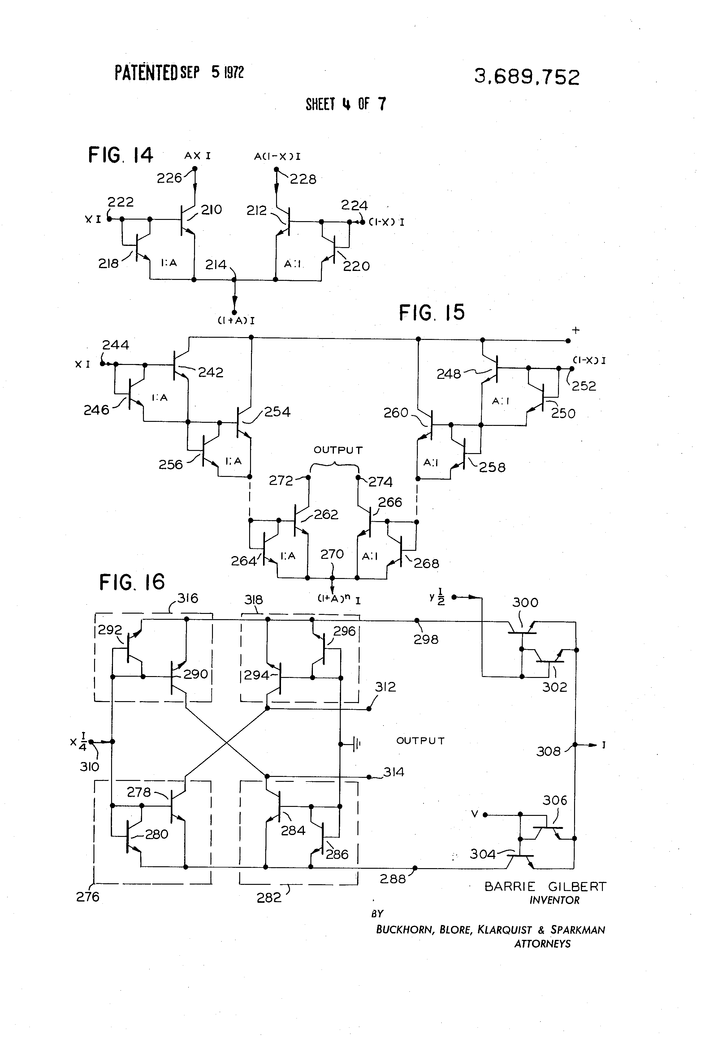 Patent US3689752 Fourquadrant multiplier circuit