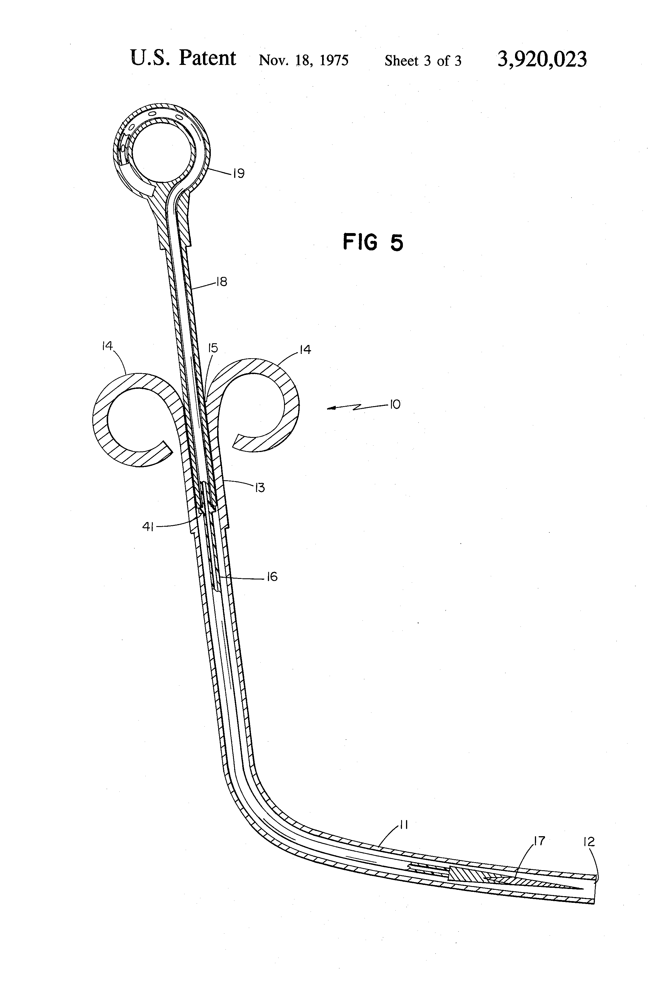 Brevetto US3920023 Method and apparatus for placement of a suprapubic