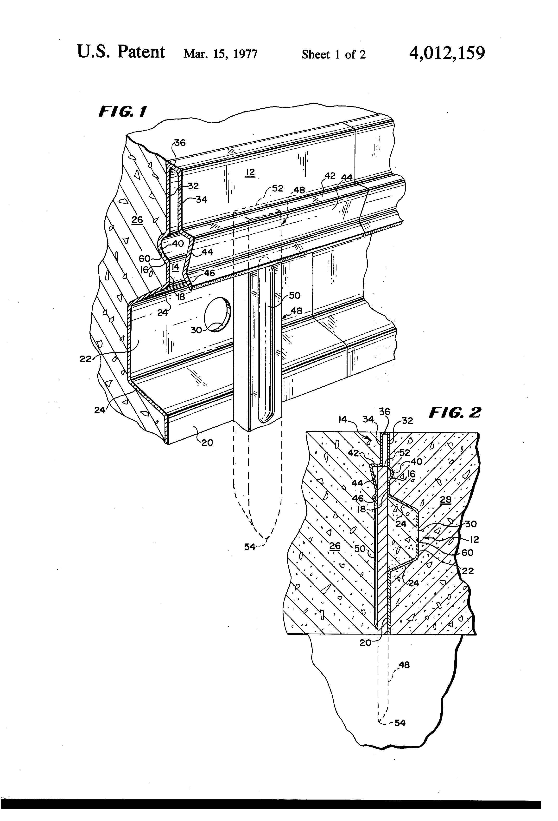 Patent US4012159 Keyjoint forming divider strip and screed for use