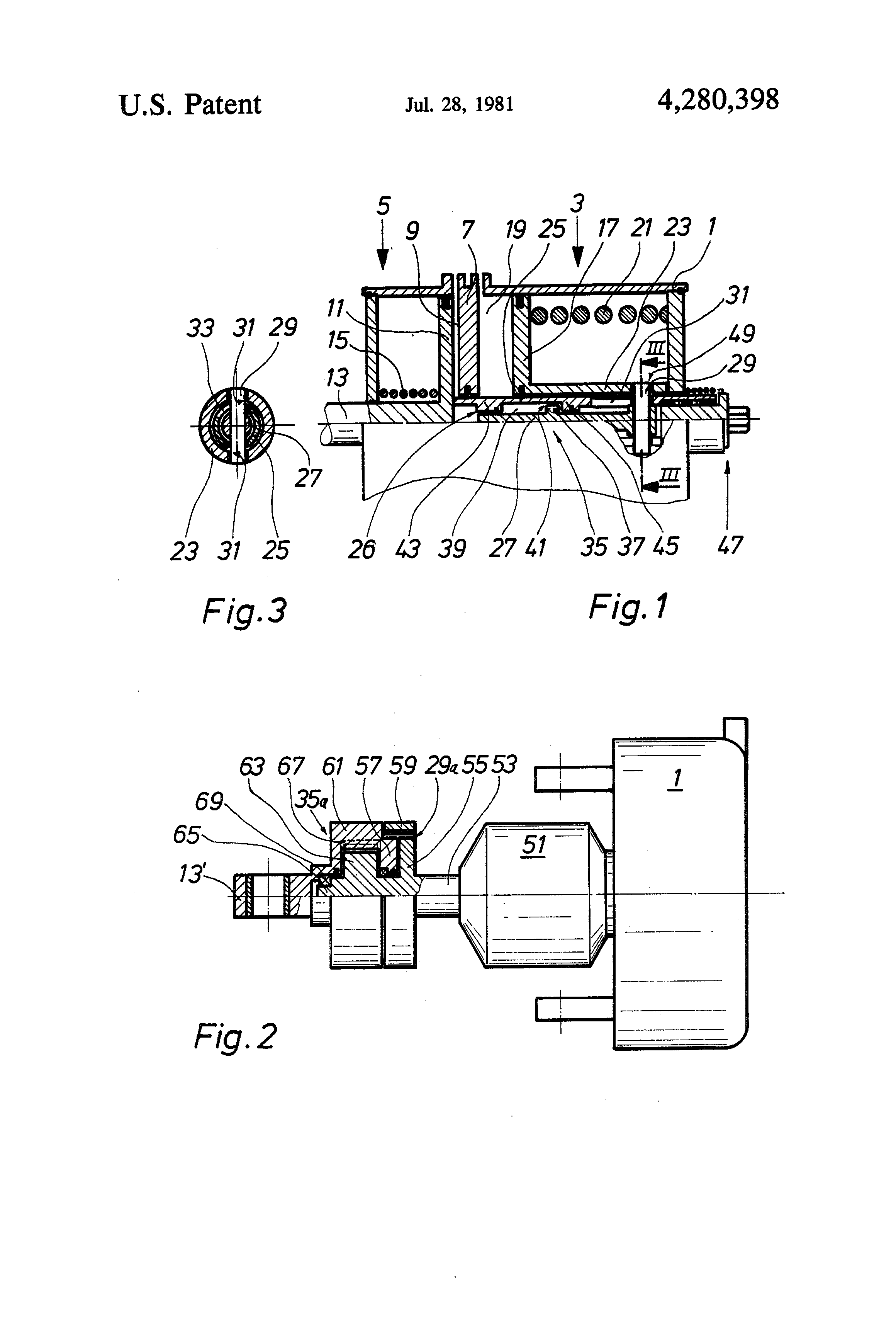 Patent US4280398 Rapid release mechanism for a springloaded brake