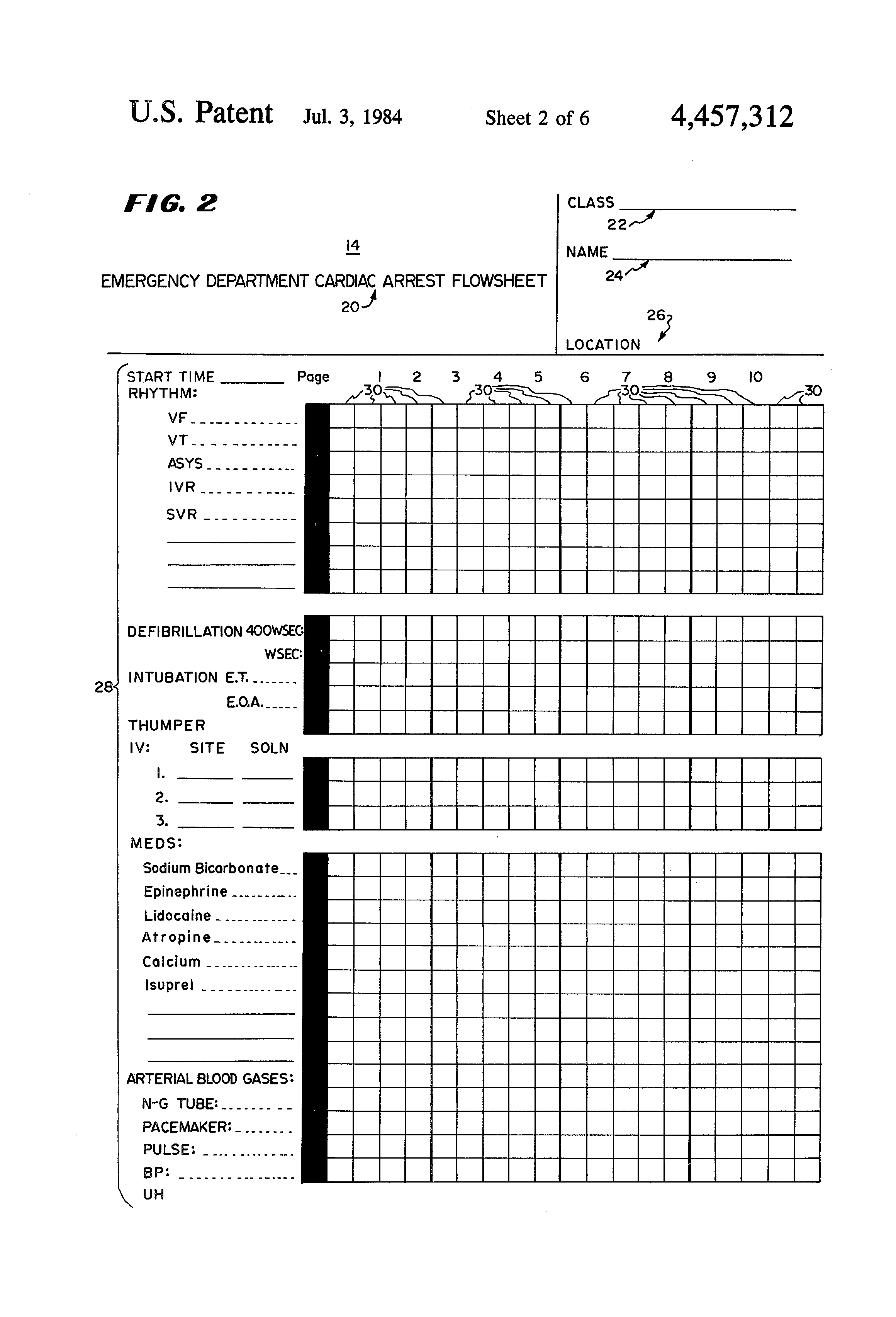 Patent US4457312 Method and apparatus for providing records of events