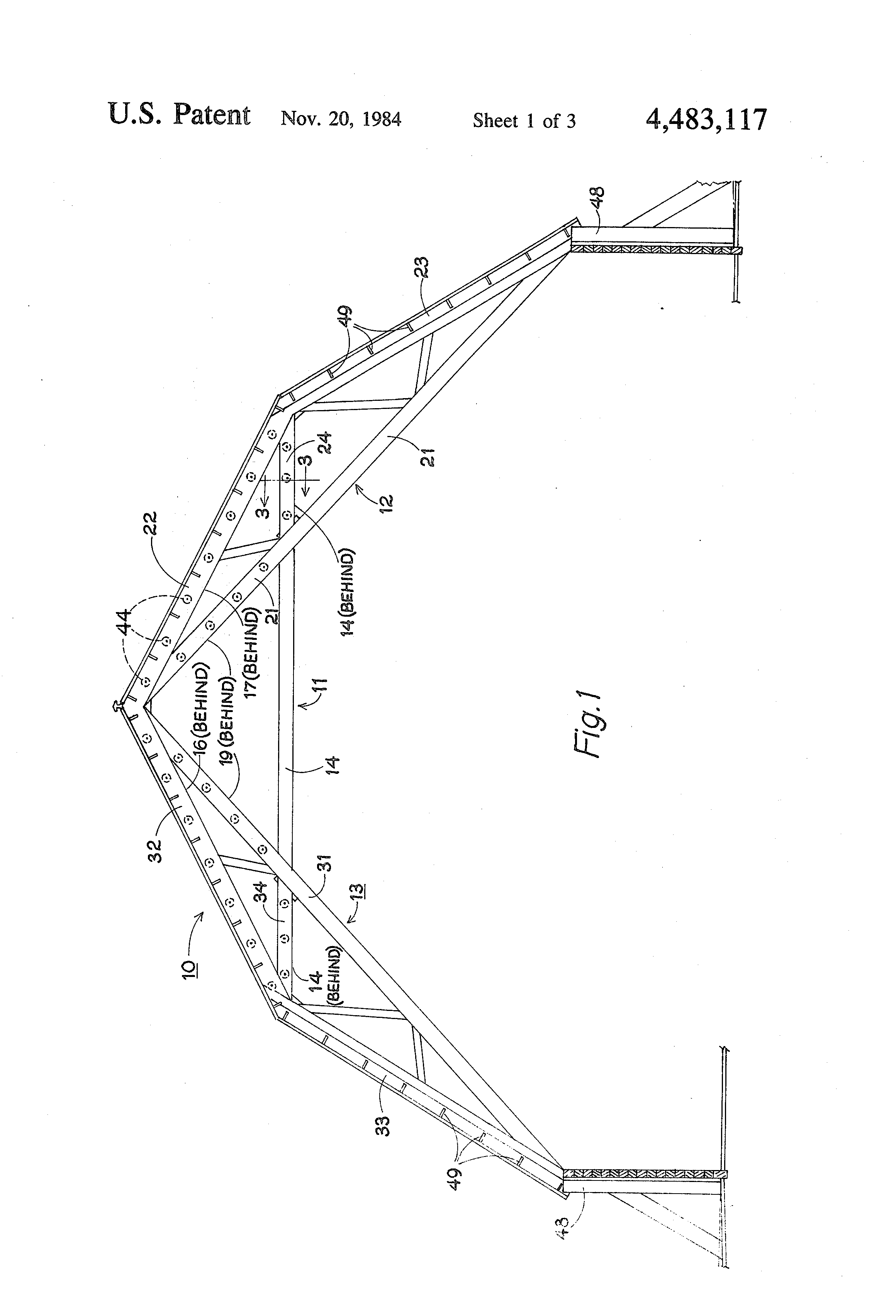 Patent US4483117 Composite gambrel roof truss with