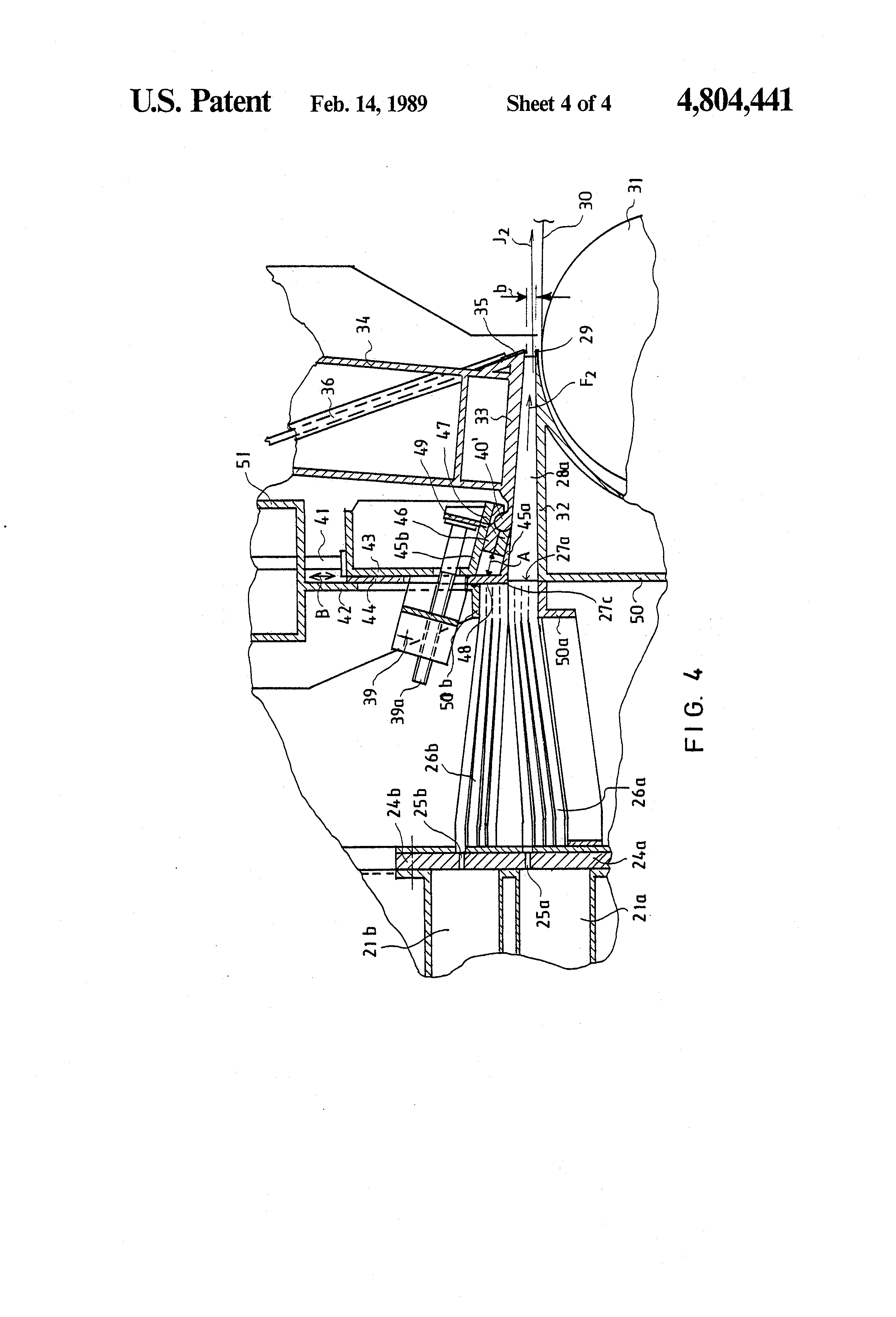 Patent US4804441 Paper machine headbox and approach flow
