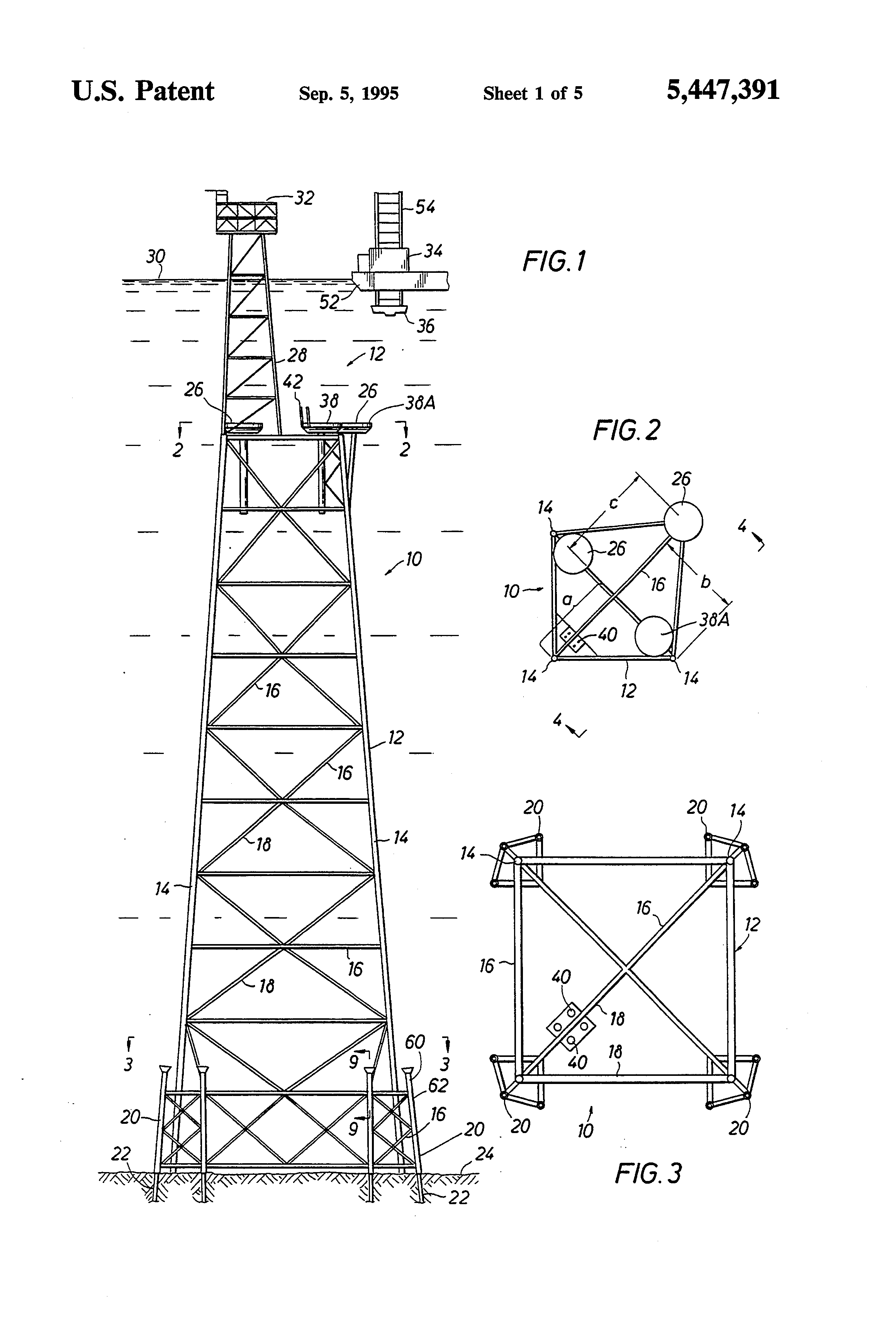 Patent US5447391 Offshore platform structure and system Google Patents
