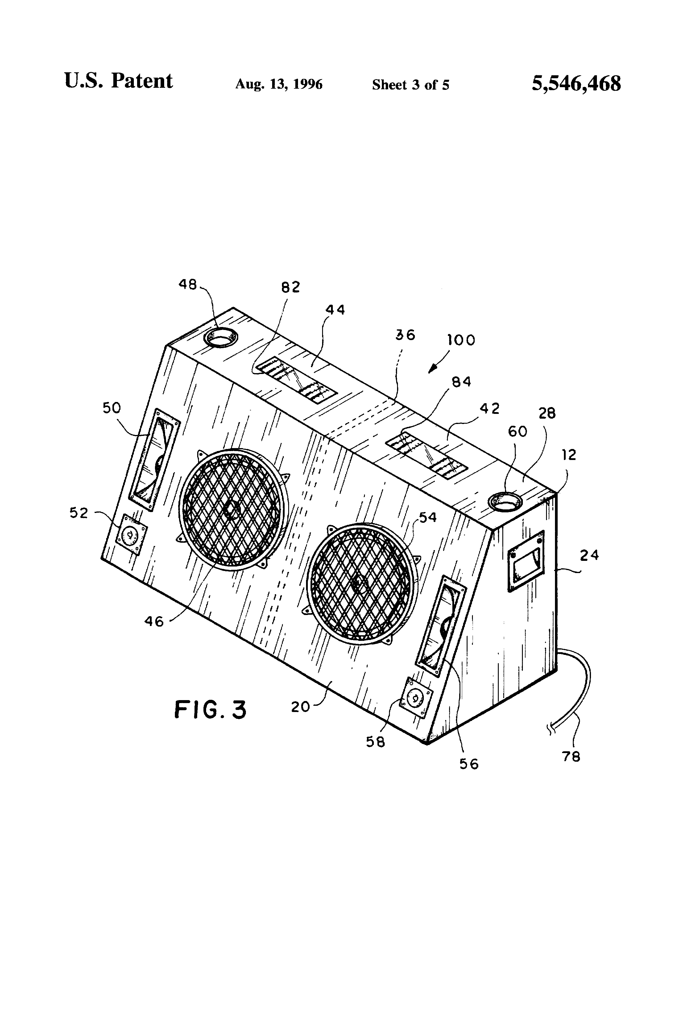 Patent US5546468 Portable speaker and amplifier unit Google Patents