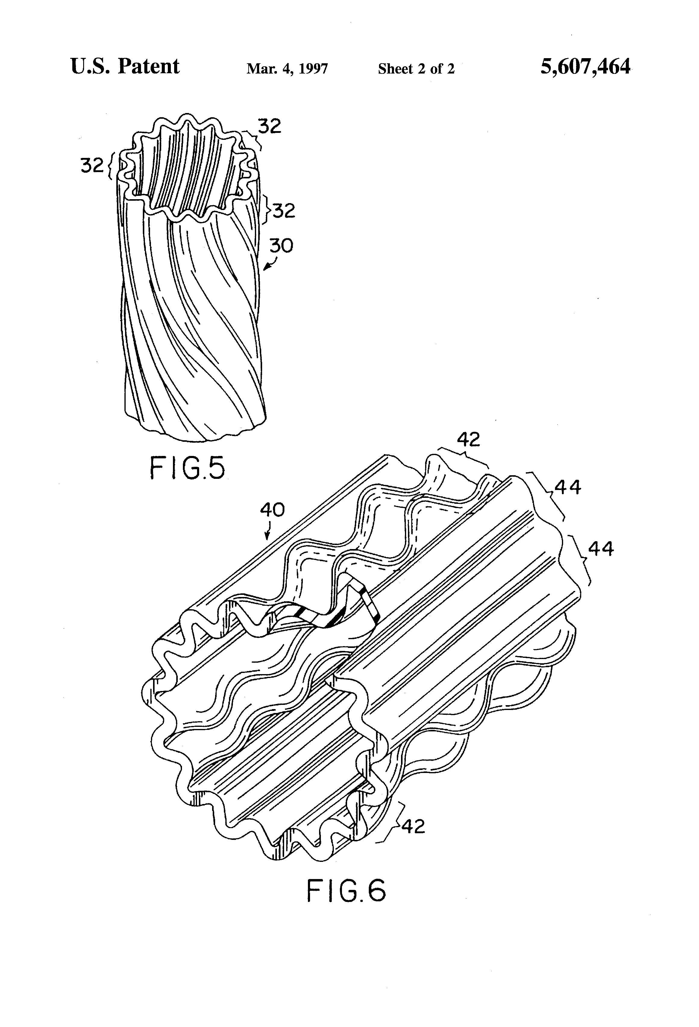 Patent US5607464 Prosthetic vascular graft with a pleated structure