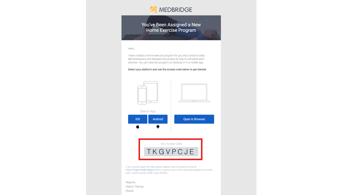 Where can I find my access code? MedBridge GO Support