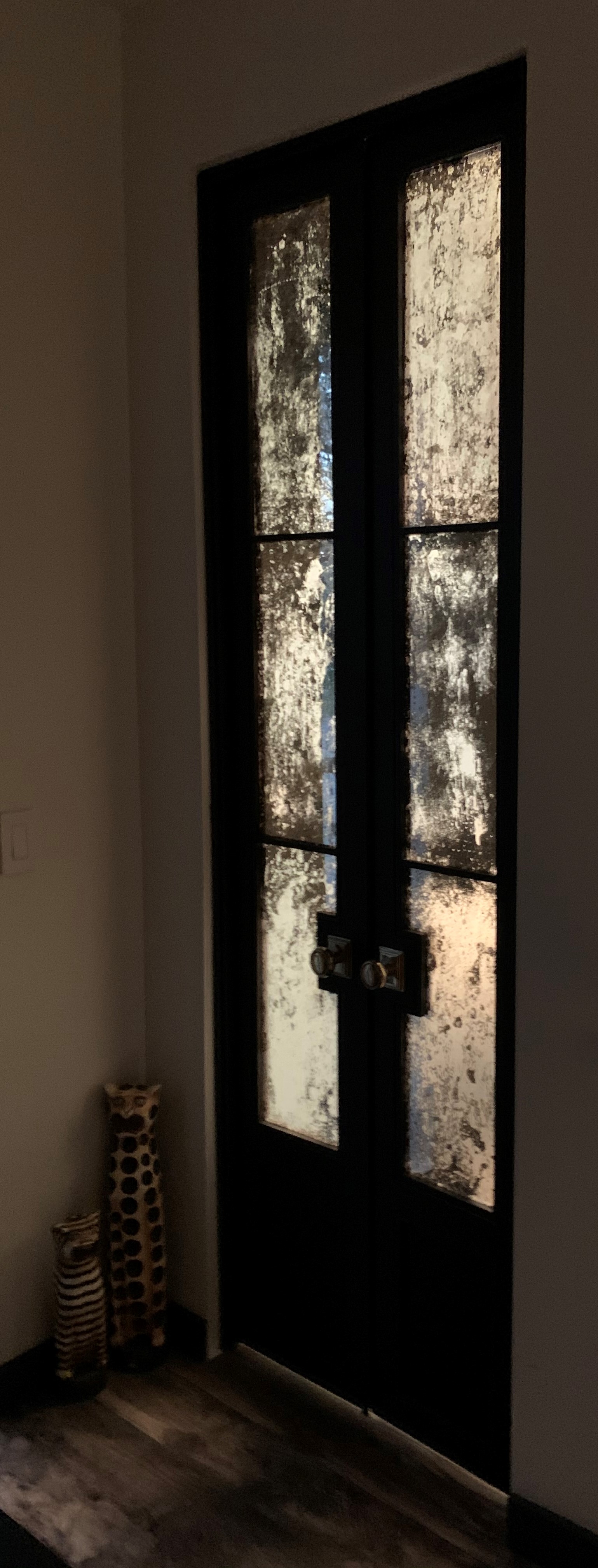 Small Hinged Double Doors with Antique Mirrors Patina Yard Custom