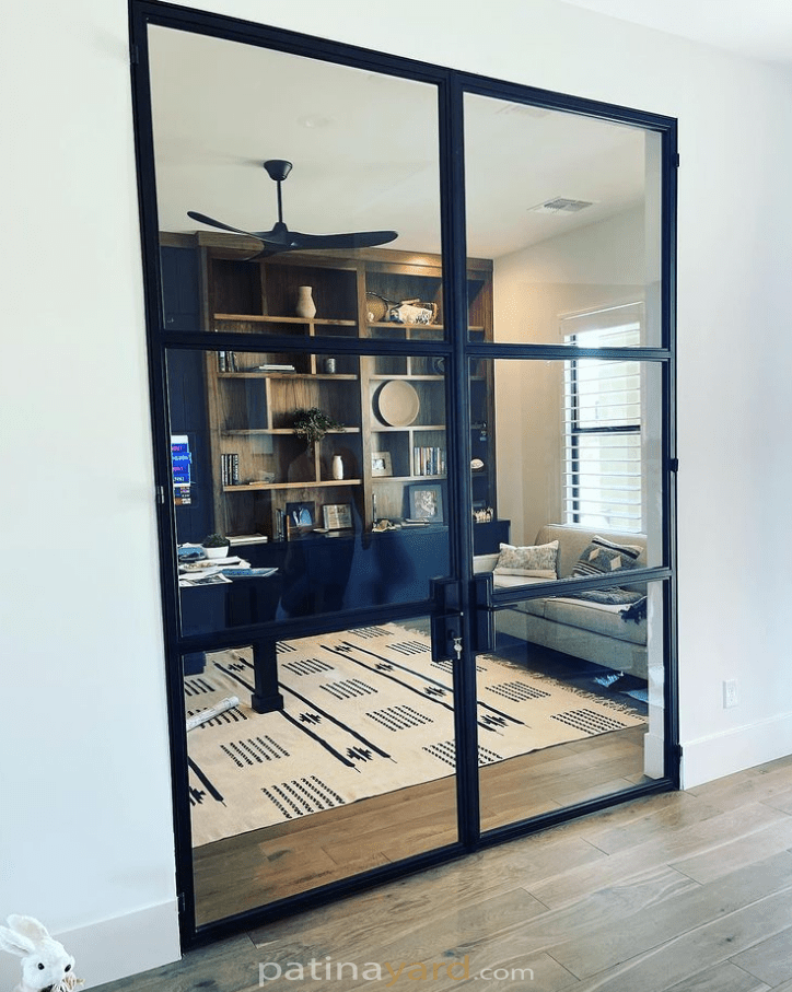 Custom Hinged Contemporary Steel and Glass Doors Patina Yard Custom