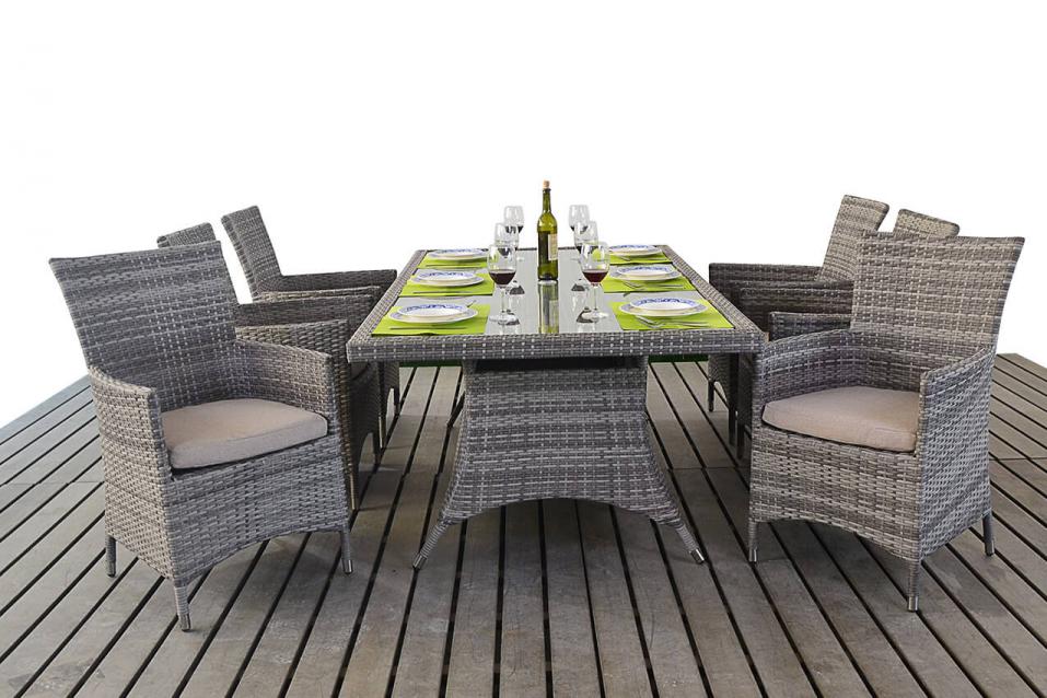 Patio Life // Rustic Rattan Rectangle Dining Table & 6 Chairs