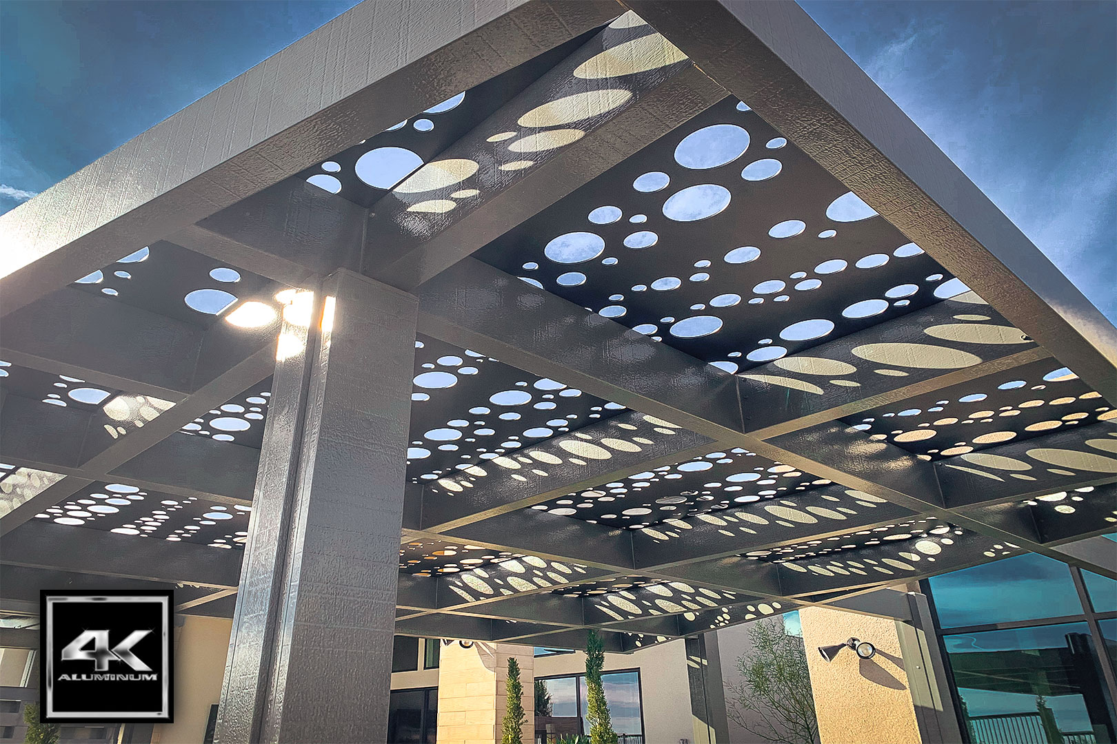 Laser Cut Metal Pergola Soleil Panels in Los Angeles Patio Covered