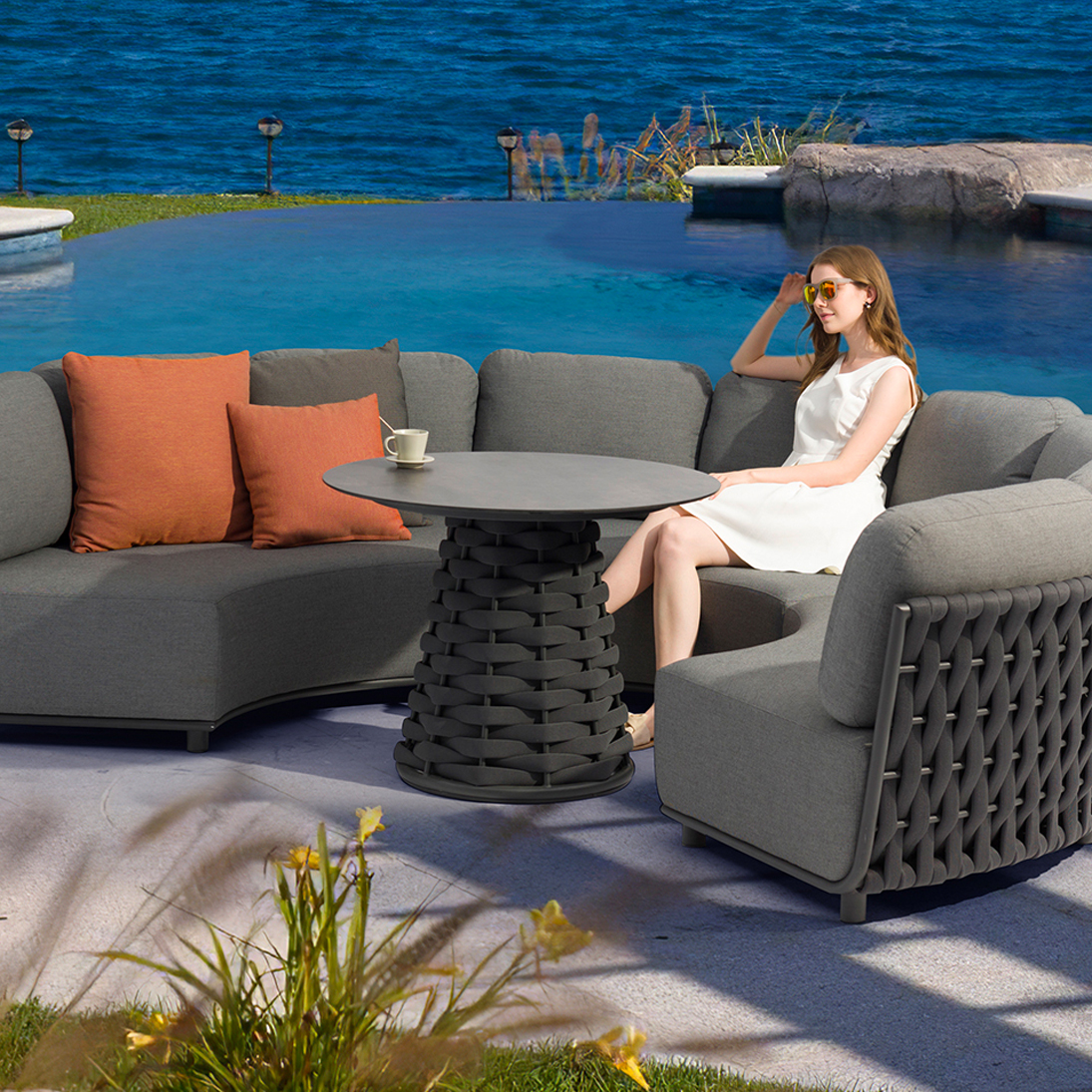 Hug Curved Corner Sofa Patio Options
