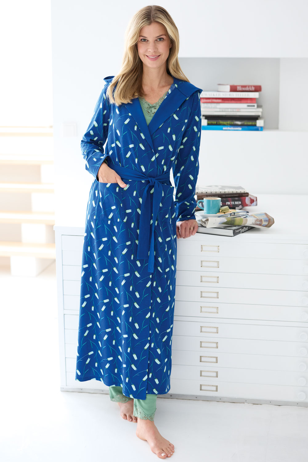 Women's Cotton Jersey Dressing Gown with Hood HCD Patra