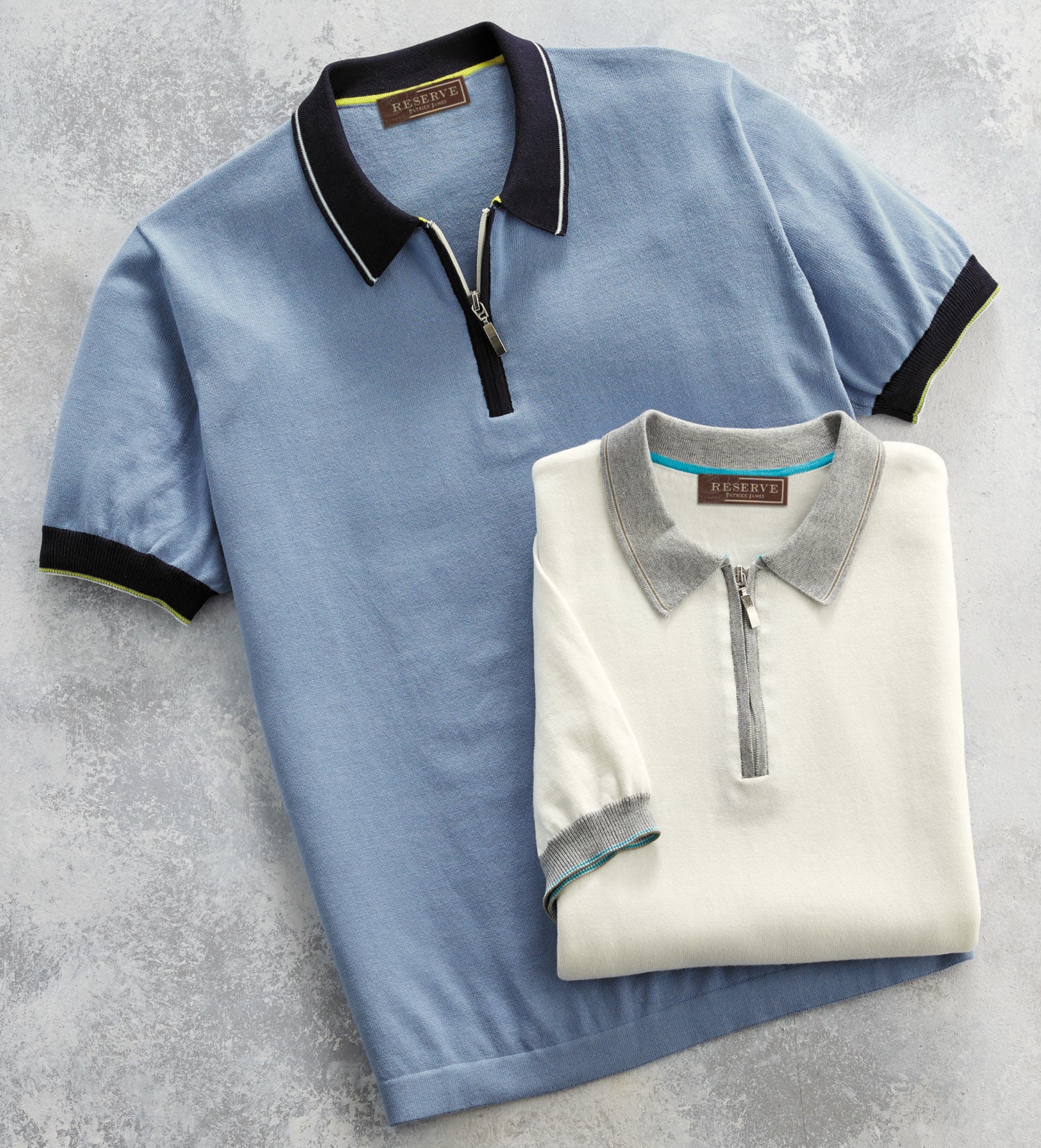 Reserve QuarterZip Short Sleeve Polo Blue/Navy Patrick James